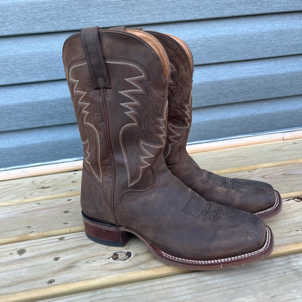 El Dorado Cowboy Boots‎ Bay Western Broad Square Toe Brown Leather Mens 11 D